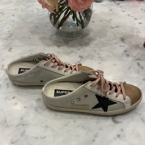 Golden Goose canvas and suede slides size 39